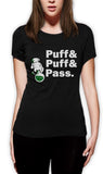 PUFF & PASS  BONG Women T-Shirt Blunt Weed 420 Hands JUST HIT IT Crew Female Fashion Cotton Hip Hop T Shirt Top Tee
