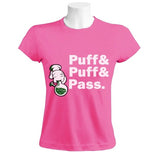 PUFF & PASS  BONG Women T-Shirt Blunt Weed 420 Hands JUST HIT IT Crew Female Fashion Cotton Hip Hop T Shirt Top Tee