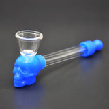 Silicone & Glass Skull Smoking Pipe + 5pcs Pipe Screens Tobacco Cigarette Pipe