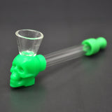 Silicone & Glass Skull Smoking Pipe + 5pcs Pipe Screens Tobacco Cigarette Pipe