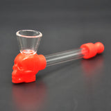 Silicone & Glass Skull Smoking Pipe + 5pcs Pipe Screens Tobacco Cigarette Pipe