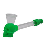 Silicone & Glass Skull Smoking Pipe + 5pcs Pipe Screens Tobacco Cigarette Pipe