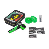Smoking Set: 1x Metal Tobacco Box+1x Silicone Tobacco Pipe+1x  Plastic Herb Grinder+5 Booklet Metal Filters+1x Glass Mouth Tips
