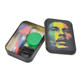 Smoking Set: 1x Metal Tobacco Box+1x Silicone Tobacco Pipe+1x  Plastic Herb Grinder+5 Booklet Metal Filters+1x Glass Mouth Tips