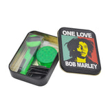 Smoking Set: 1x Metal Tobacco Box+1x Silicone Tobacco Pipe+1x  Plastic Herb Grinder+5 Booklet Metal Filters+1x Glass Mouth Tips