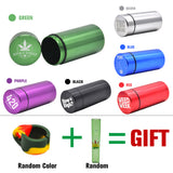 Stash Jar-Airtight Smell Proof Aluminum Herb Container Herb Grinder Smoking Pipe Pill Box,Send Cigar Holder+Glass Tips For Free